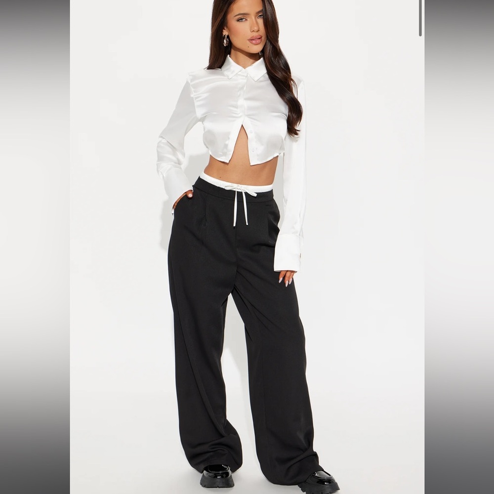 Double Waistband Trouser - Black